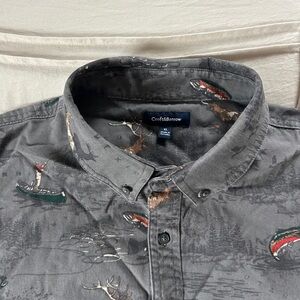 croft & barrow Gray Men's Shirt Fishing Pattern Clean and in Great Shape